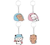 Clyrax 4 Pcs Bubu Dudu Anime Keychain, Kawaii Bubu Dudu Products for Bag Charm, Car Keyring, Acrylic Matching Keychains, Funny Gifts for Women, Friends, Boyfriend, Girlfriend, Couples
