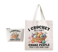 Clyrax Crochet Gifts Set with Crochet Tote Bag & Makeup Bag, Large Knitting Accessories Storage Pouch, Knitting Lovers Craft Gifts for Women, Sewing Beginners, Birthday Present for Crocheters