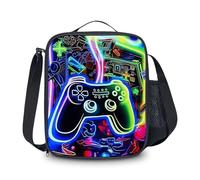 Clyrax Game Kids Lunch Box, Insulated Dual Layer Boys Lunch Bag, Polyester Packed Box with Adjustable Strap, Portable Picnic Bag for School and Outdoors, Perfect for Teens and Children
