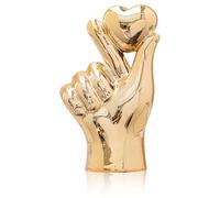 Clyrax Gold Ceramic Heart Gesture Room Decorations, Elegant Ornaments for Living Room, Heart Gold Ornaments for Desks and Shelves, Decor for Family and Friends