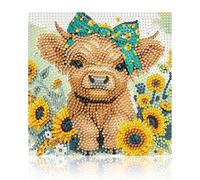 Clyrax Highland Cow Diamond Art Kit, 5D Diamond Painting for Adults, Relax Fun Animal Diamond Art Kits, Highland Cow Gifts, Full Drill DIY Gem Art Kit for Home Wall Decor, 30x30cm