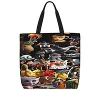 Clyrax Italian Brainrot Tote Bag, Graphic Print Canvas Reusable Shopping Bags 35 x 40 cm, Foldable Canvas Bag for School Work Shopping, Gift for Men Women Teens