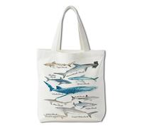 Clyrax Ocean Shark Themed Canvas Tote Bag, Double-Sided Printed White Shopping Bags, Exquisite Shark Gifts 16 × 13 inch, Reusable Shopping Bag For Beach Travel Office Daily Use Shark Lovers