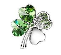 Clysburtuony Lucky Leaf Brooch Pins Bling Diamond Crystal Brooch Pin for Women Girls (Green)