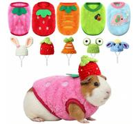 Clysee 10 Pcs Guinea Pig Clothes, 5 Guinea Pig Costume Outfit, 5 Mini Hat with Adjustable Strap XS Size for Chubby Guineas Pigs Rabbits Hamsters Bearded Dragons Holiday Party Outfits (Fresh Style)