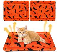 Clysee 2 Pack Halloween Self Warming Cat Bed Self Heating Cozy Pumpkin Pet Pad for Indoor Cats with Non Slip Bottom 18 x 24 Inch Goth Pet Bed Mattress for Small Dogs Spooky Fall Halloween Decor