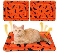Clysee 2 Pack Halloween Self Warming Cat Bed Self Heating Cozy Pumpkin Pet Pad for Indoor Cats with Non Slip Bottom 20 x 30 Inch Goth Pet Bed Mattress for Small Dogs Spooky Fall Halloween Decor