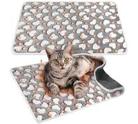 Clysee 2 Pcs Large Self Warming Cat Pad Self Heating Cat Mat Bed Dog Crate Pet Blankets Thermal Heated Bed Mat for Outdoor Indoor Newborn Kittens Puppies Dog(Heart,24 x 18)