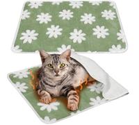 Clysee 2 Pcs Self Heating Cat Dog Pad Mat,Flower,24 x 18 | Thermal Blanket Reflects Heat, Star Pattern Crate Mat, Soft Fleece Bed Kittens Ideal Puppies, Indoor Outdoor Newborns
