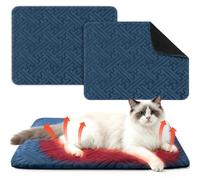 Clysee 2 Pcs Winter Self Warming Cat Bed, Self Heating Cat Dog Pad 20 x 16 Inch Outdoor Warm Thermal Mat Pad with Removable Cover Non-slip Bottom Washable Reflects Body Heat for Indoor Small Dog(Blue)