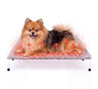 Clysee 22x17inch Large Self-Warming Dog Cot Pad for Elevated Dog Beds | Thermal Mat with Corner Straps, Securely Fit Raised Cots, Removable Cover Machine Washable, Non-slip Bottom, Large Dogs