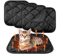 Clysee 4 Pack Self Heating Cat Pad Self Warming Dog Mat Reflects Body Heat Extra Warm Thermal Pet Pad Washable Dog Cat Bed Crate Bed Mat Blanket(16 x 16 Inch,Black)