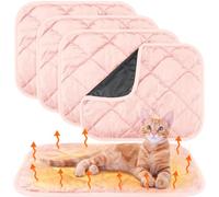 Clysee 4 Pack Self Heating Cat Pad Self Warming Dog Mat Reflects Body Heat Extra Warm Thermal Pet Pad Washable Dog Cat Bed Crate Bed Mat Blanket (Pink,16 x 20 Inch)