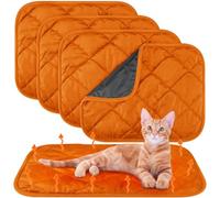 Clysee 4 Pack Self Heating Cat Pad Self Warming Dog Mat Reflects Body Heat Extra Warm Thermal Pet Pad Washable Dog Cat Bed Crate Bed Mat Blanket(Orange,16 x 20 Inch)
