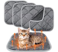 Clysee 4 Pack Self Heating Cat Pad Self Warming Dog Mat Reflects Body Heat Extra Warm Thermal Pet Pad Washable Dog Cat Bed Crate Bed Mat Blanket(Gray,16 x 16 Inch)