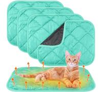 Clysee 4 Pack Self Heating Cat Pad Self Warming Dog Mat Reflects Body Heat Extra Warm Thermal Pet Pad Washable Dog Cat Bed Crate Bed Mat Blanket (16 x 20 Inch,Mint Blue)