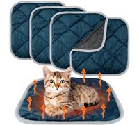 Clysee 4 Pack Self Heating Cat Pad Self Warming Dog Mat Reflects Body Heat Extra Warm Thermal Pet Pad Washable Dog Cat Bed Crate Bed Mat Blanket(16 x 16 Inch,Blue)