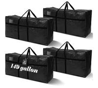 Clysee 4 Pcs 149 Gallon Large Moving Bags with Zipper and Handles Foldable Storage Duffle Bags Heavy Duty Extra Large Totes for College Dorm Travel Clothes Blankets Bedding Moving (Black)