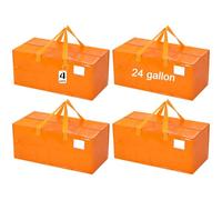 Clysee 4 Pcs Large Moving Bags with Zipper and Handles Foldable Storage Duffle Bags Heavy Duty Extra Large Totes for College Dorm Travel Clothes Blankets Bedding Moving, Jelly Orange, 24 Gallon