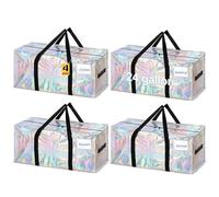 Clysee 4 Pcs Large Moving Bags with Zipper and Handles Foldable Storage Duffle Bags Heavy Duty Extra Large Totes for College Dorm Travel Clothes Blankets Bedding Moving, Iridescent, 24 Gallon