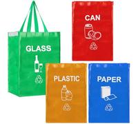 Clysee 4 Pcs Separate Recycling Waste Bin Bags Set Recycling Bags Recycle Bins for Home Office Kitchen Can, Paper, Plastic and Glass (KEN-Clysee-0349)