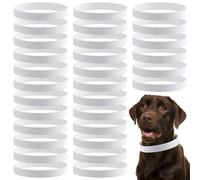 Clysee 500 Count 20'' Dog Collars Waterproof with Tear Resistant Paper Pet Collars Puppy ID Collars Adhesive Pet Identification Collars for Newborn Dog Cat Animal Hospitals(White)