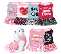 Clysee 6 Pack Girl Dog Clothes Pet Dress Shirt Female Cute Dog Sundress Puppy Summer Apparel Clothes Outfits with Ruffles for Pets Cats (Extra Small)