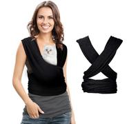 Clysee Dog Sling Carriers, Cat Wrap Carrier Chest, Front Facing Dog Sling, Hands Free, Size Adjustable, Soft Cotton, Swaddle Bag for Outdoor(Black)