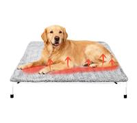 Clysee Large Self-Warming Dog Cot Pad for Elevated Dog Beds Extra Warm Thermal Pet Pad Mat with Corner Straps 28x42inch Removable Washable Cover Non-Slip Bottom