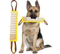 Clysoru Dog Tug Toy Dog Tough Jute Bite Pillow Lasting Training Equipment Two Flag Handles Puppy to Large Dogs Interactive Toy war Toys for Aggressive chewers