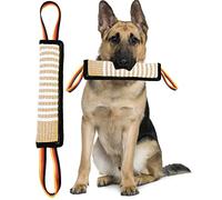 Clysoru Dog Tug Toy Dog Tough Jute Bite Pillow Lasting Training Equipment Two Flag Handles Puppy to Large Dogs Interactive Toy war Toys for Aggressive chewers