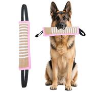 Clysoru Squeaky Tug Toy for Dogs Jute with 2 Strong Handles Lasting Training Equipment Puppy to Large Dog Interactive Toys of War Pull Indestructible Rope Pet Crinkle Teething (Light Pink)