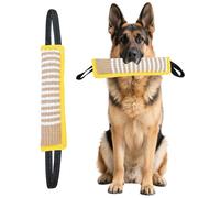 Clysoru Squeaky Tug Toy for Dogs Jute with 2 Strong Handles Lasting Training Equipment Puppy to Large Dog Interactive Toys of War Pull Indestructible Rope Pet Crinkle Teething (Citrine)