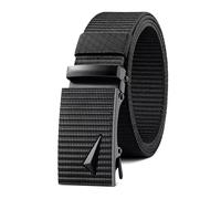 CLywdp Men's Automatic Belt, Metal Buckle Nylon Webbing, Casual Sports Waistband,Black,120