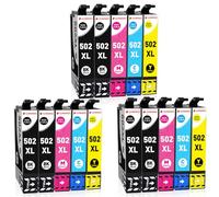 Clywenss 15-Pack 502 XL Ink Cartridges Compatible with Epson 502XL Multipack for Expression Home XP-5100 XP-5105 XP-5150 XP-5155 WorkForce WF-2860 WF-2865 WF-2880 WF-2885 DWF Printer (6BK, 3C, 3M, 3Y)