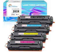 Clywenss 203X Toner Cartridges Replacement for HP CF540X CF-540X, 4-Pack | for HP Color Laserjet Pro MFP M281fdw M254dw M281fdn M281cdw M280nw M254nw M254dn M281 M254 Printer Black Cyan Yellow Magenta