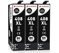 Clywenss 408XL Black Ink Cartridges, High Capacity Compatible with Epson 408XL 408L 408 Ink for WorkForce Pro WF-C4810 WF-C4810DTWF WFC4810 WF-C4310 WF-C4310DW, 3-Black | 2200 Pages per Black