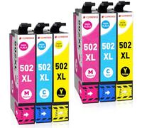 Clywenss 502 XL Ink Cartridges Compatible with Epson 502XL 502 Multipack for Expression Home XP-5100 XP-5105 XP-5150 XP-5155 WorkForce WF-2860 WF-2865 WF-2880 WF-2885 DWF, 6-Pack (Cyan Magenta Yellow)