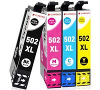 Clywenss 502 XL Ink Cartridges Compatible with Epson 502XL Multipack for Expression Home XP-5100 XP-5105 XP-5150 XP-5155 WorkForce WF-2860 WF-2865 WF-2880 WF-2885 DWF, 4-Pack Black Cyan Magenta Yellow