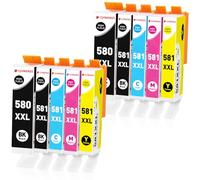 Clywenss 580 581 XXL Ink Cartridges Compatible with Canon PGI-580XXL CLI-581XXL Multipack for Pixma TS705 TS6350 TS6250 TS8250 TS6351 TS6251 TS8550 TS8500 TS8252 TS9150 TS9550 TS9551C Printer, 10-Pack