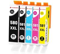 Clywenss 580 581 XXL Ink Cartridges Compatible with Canon PGI-580XXL CLI-581XXL Multipack for Pixma TS705 TS6350 TS6250 TS8250 TS6351 TS6251 TS8550 TS8500 TS8252 TS9150 TS9550 TS9551C Printer, 5-Pack