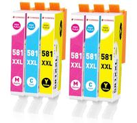 Clywenss CLI-581 581 XXL Ink Cartridges Compatible with Canon CLI-581XXL for Pixma TS705 TS6350 TS6250 TS8250 TS6351 TS6251 TS8550 TS8500 TS8252 TS9150 TS9550 TS9551C, 6-Pack (Cyan, Magenta, Yellow)