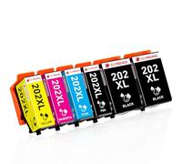 Clywenss Compatible 202XL Ink Cartridges for Epson 202 XL, 6-Pack with 2BK