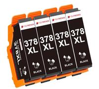 Clywenss Compatible 378 XL Ink Cartridges for Epson 378XL Black, 4-Pack