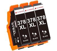 Clywenss Compatible 378XL Ink Cartridges for Epson 378 XL Black, 3-Pack