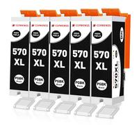 Clywenss Compatible 570XL PGBK Ink Cartridges for Canon PGI-570 XL, 5-Black | Compatible with Canon PGI-570PGBK XL Multipack for Pixma MG5750 TS5051 TS5050 TS6050 MG6850 MG6851 MG6852 TS5055 Printer