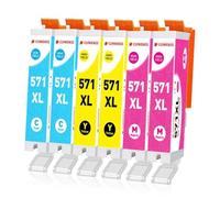 Clywenss Compatible 571XL Color Ink Cartridges for Canon CLI-571 XL, 6-Pack