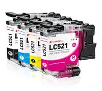 Clywenss LC521 Ink Cartridges Compatible with Brother LC-521 VAL, 4-Pack | for Brother DCP-J1260W DCP-J1310DW DCP-J1313DW DCP-J1360DW DCP-J1460DW Printer Ink Cartridges (Black, Cyan, Magenta, Yellow)