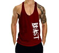 ClzGym Men's Gym Cotton Beast Muscle Stringer Vest-WNRD-L Wine Red