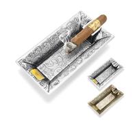 CLZOONG Cigar Ashtray, Metal Vintage Large Rest Ashtray, Cigarette Ashtray Holder for Home Office Desktop Decoration, Gifts for Men (Silver)